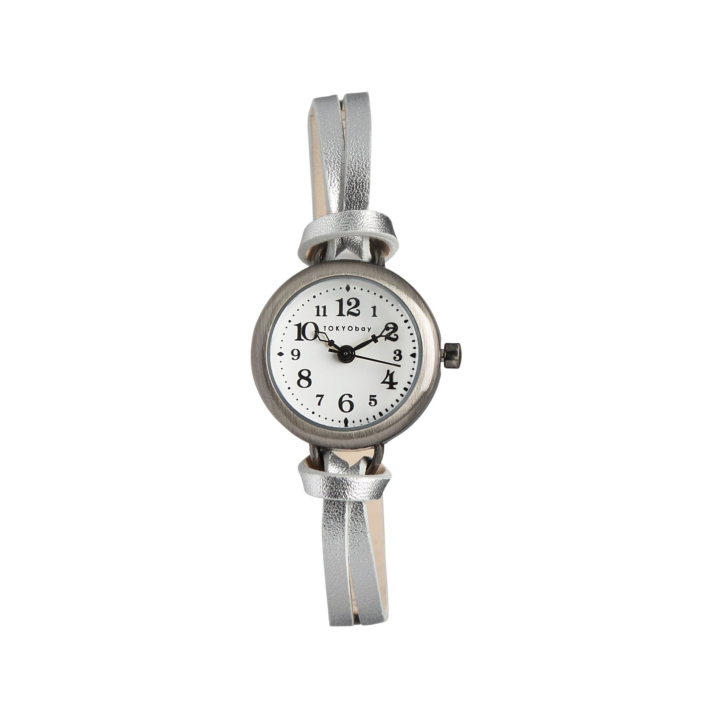 Eva Silver womens petite watch style by TOKYObay. Vintage inspired petite dial with thin leather buckle strap. Classic style watch for the everyday. 